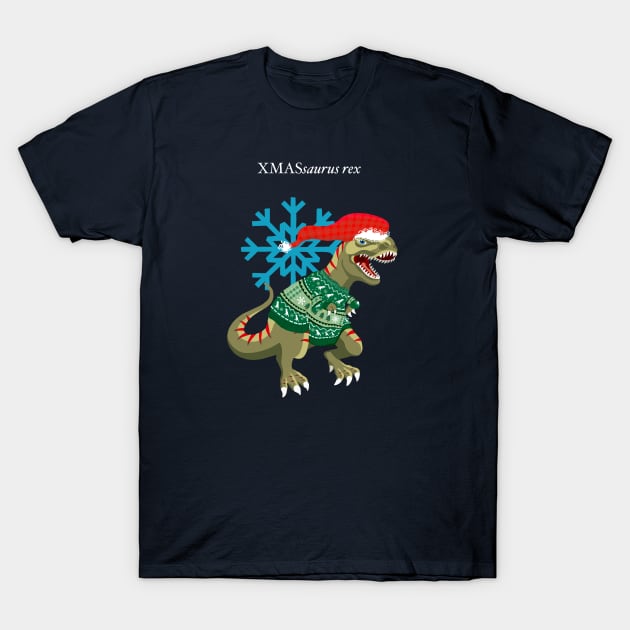 Clanosaurus Rex XMASsaurus rex Christmas Ugly Sweater Holiday Tyrannosaurus Rex Santa Claus T-Shirt by BullShirtCo